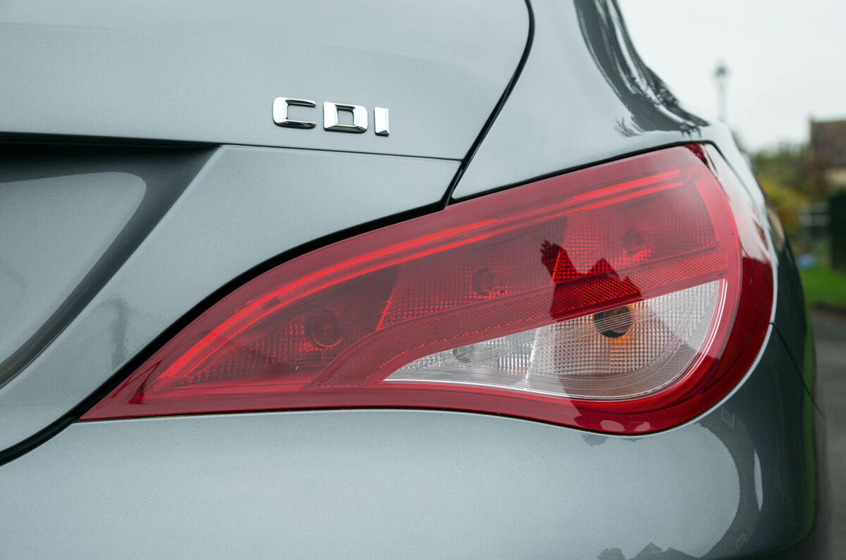 The Mercedes-Benz CLA Shooting Brake shoulder line dictates the shape of the rear light cluster