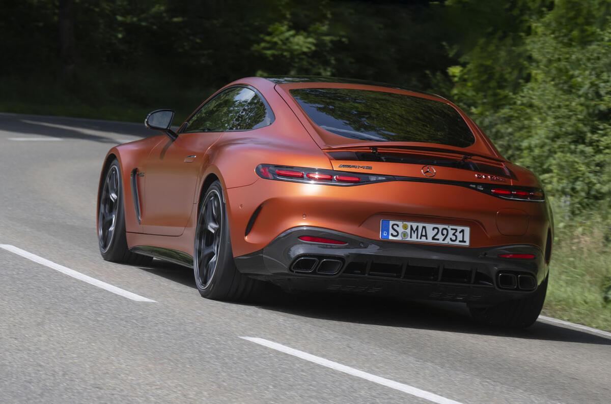 Mercedes AMG GT63 S E Performance 2024 review rear cornering Mercedes AMG GT63 S E Performance 2024 review rear cornering