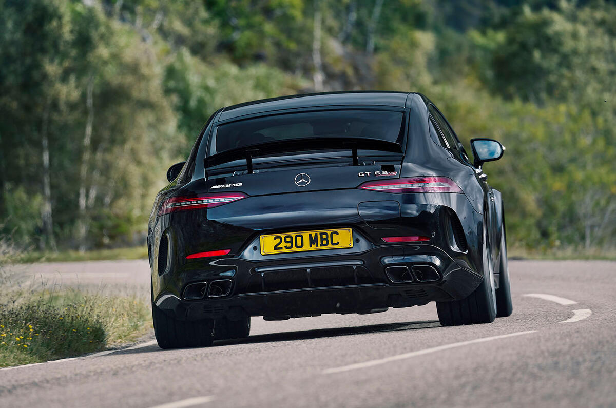 mercedes amg gt63s performance 4 door 04 cornering rear