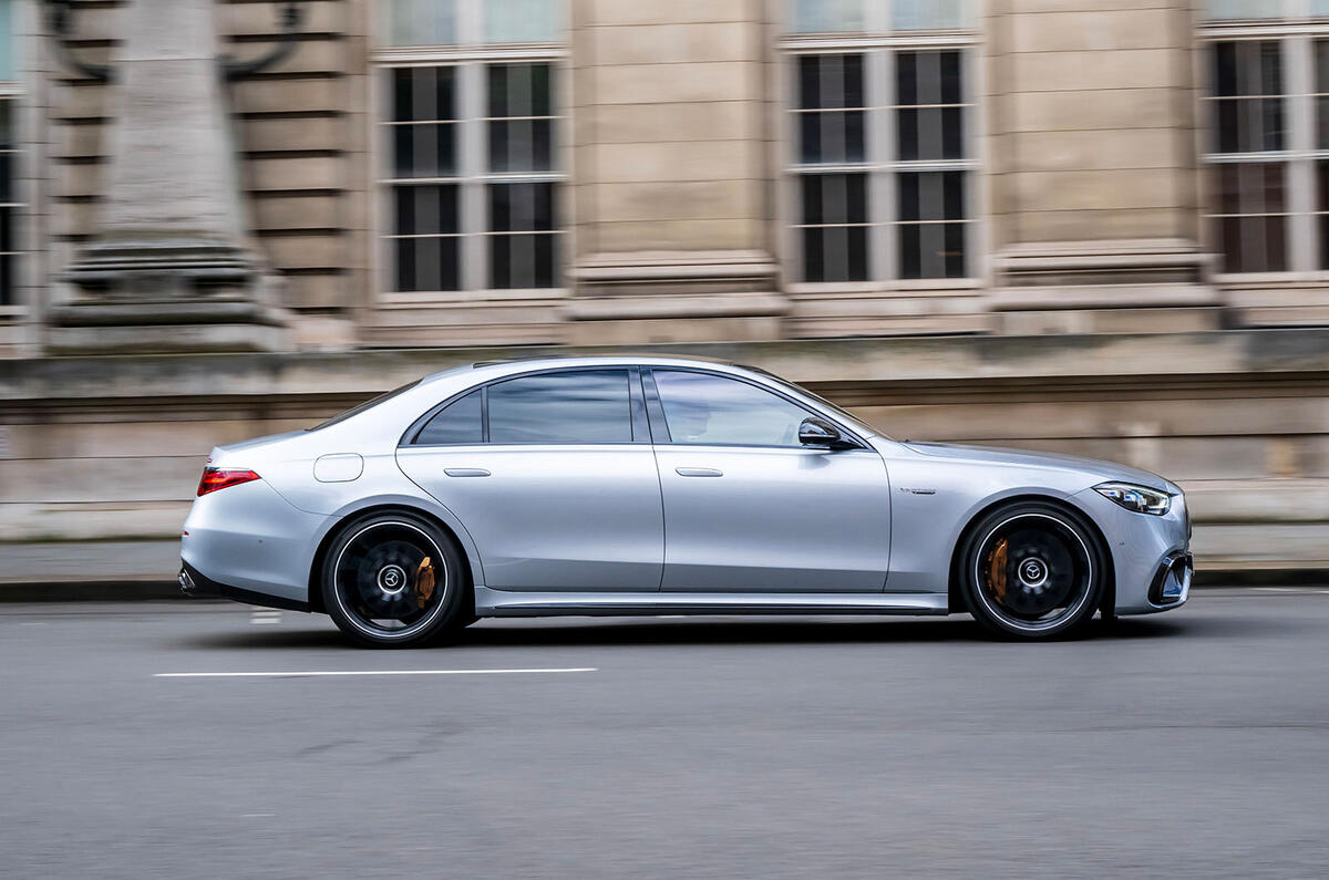 Mercedes AMG S63 e Performance review 2024 20 side panning Mercedes AMG S63 e Performance review 2024 20 side panning