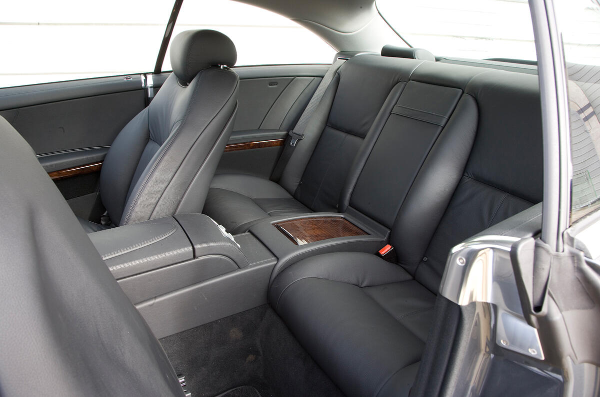 Rear seats aren’t huge, but will accommodate two large adults with relative ease Mercedes-Benz CL rear seats