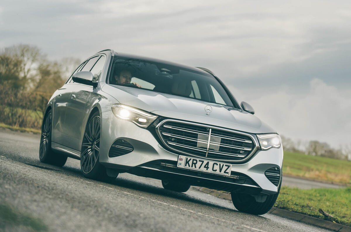 Mercedes Benz E450d Estate 2025 Review front corner 3