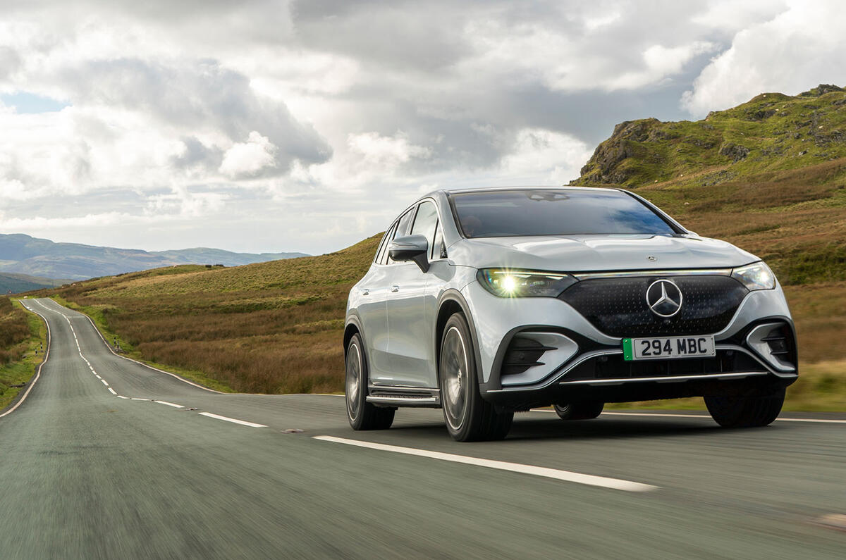 mercedes benz eqe suv review 2023 22 tracking front low mercedes benz eqe suv review 2023 22 tracking front low