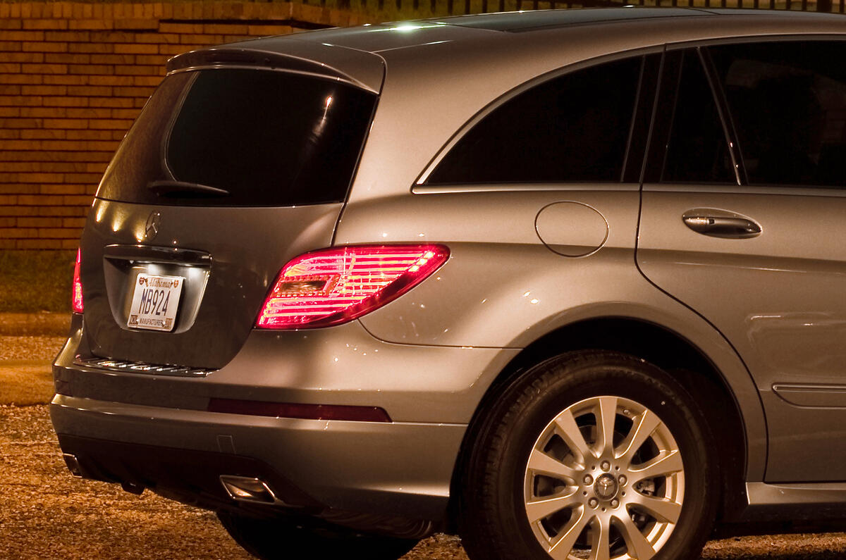 Three rows of seats means the back needs to be very upright Mercedes-Benz R-Class rear end