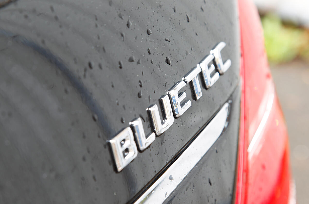 Only diesel models get the Bluetec badge. Petrol examples, including the V8 SL500, get the BlueEfficiency tag Mercedes-Benz S-Class Bluetec badging