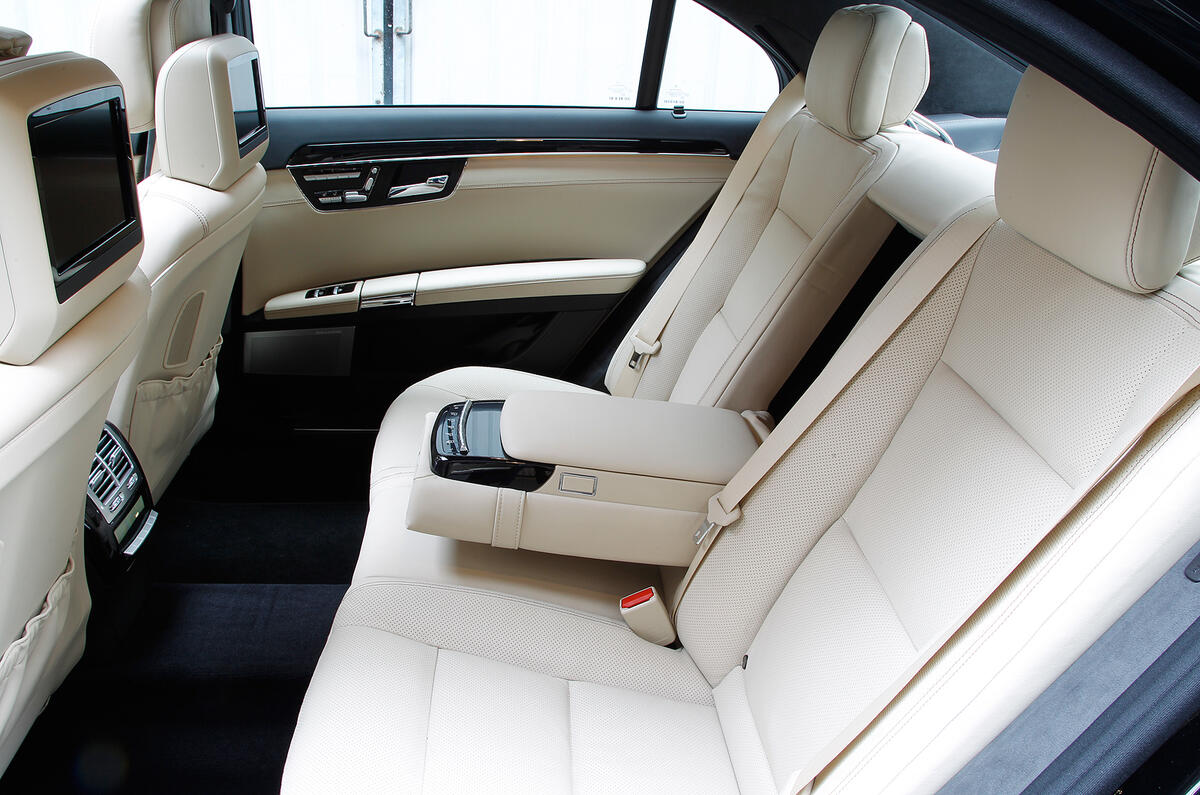 Space in the rear is very good. Opt for the LWB 'chauffeur spec' if you want seriously lavish knee room Mercedes-Benz S-Class rear seats