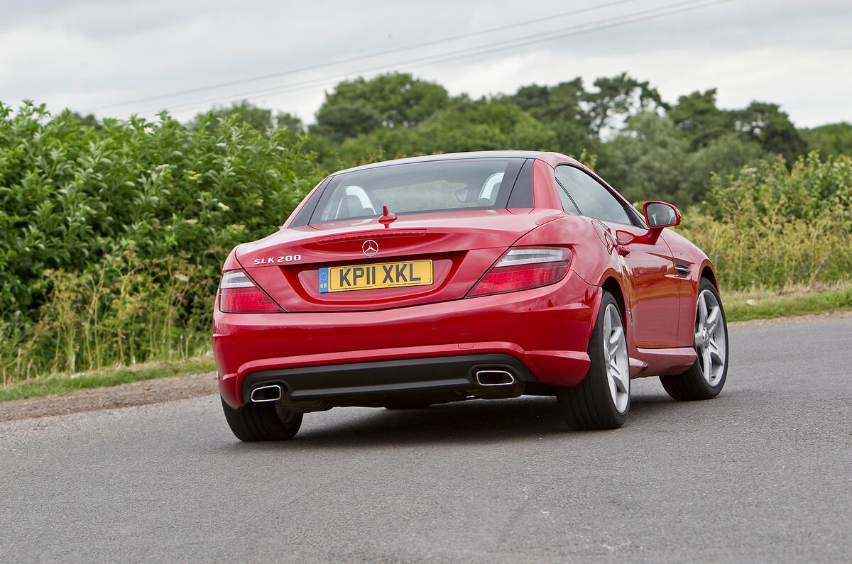 The steering weight and response are consistent Mercedes-Benz SLK rear cornering