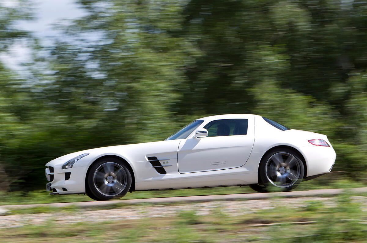 The unusual proportions help give the SLS AMG remarkable presence Mercedes-AMG SLS side profile