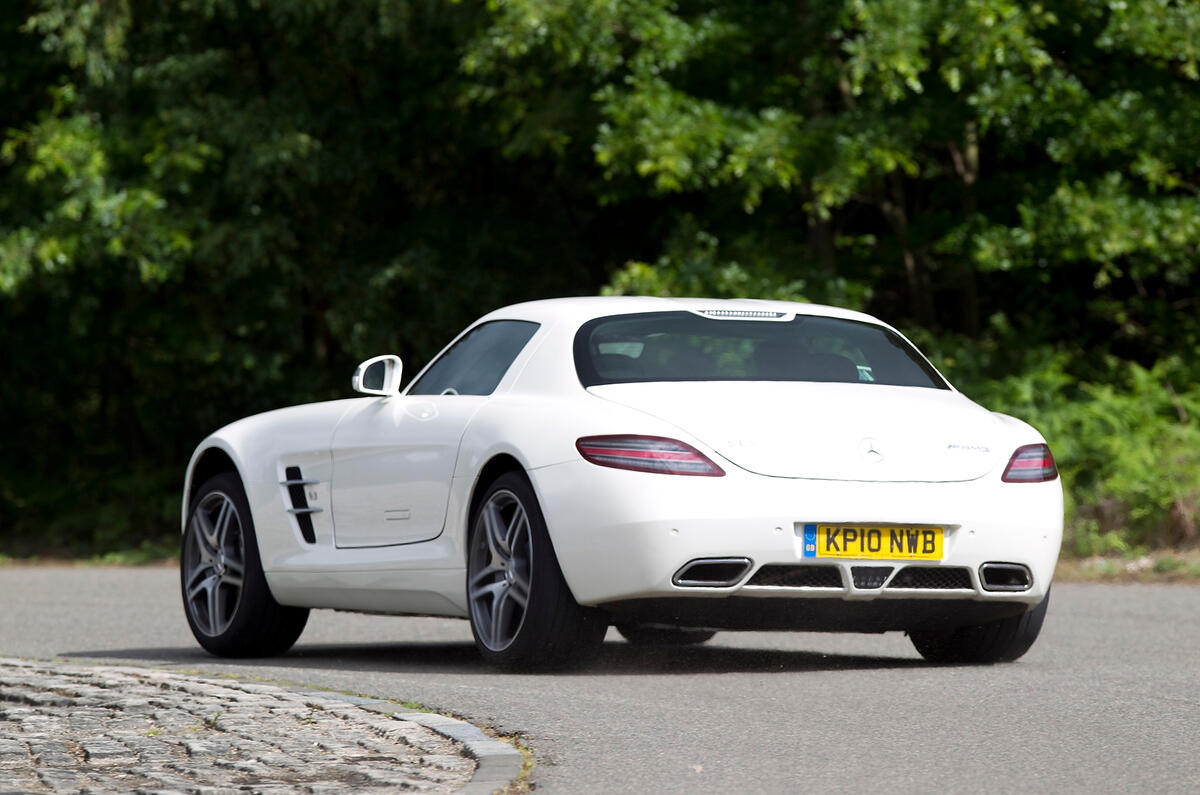 Three-stage ESP allows for varying degrees of drama Mercedes-AMG SLS rear cornering