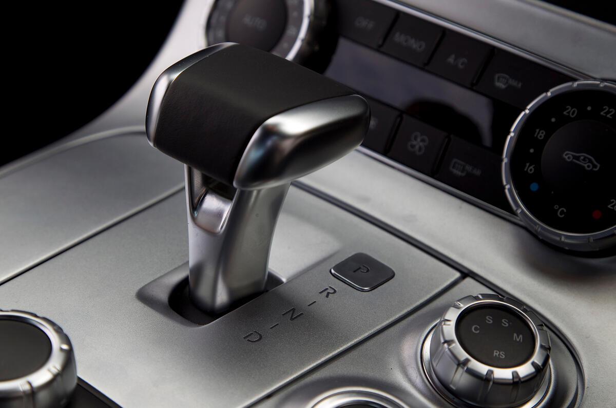 The gear selector is simple to operate, but light to the touch meaning it's easy to knock accidentally into neutral on the move Mercedes-AMG SLS automatic gearbox