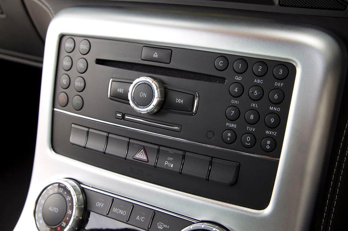 Silver-effect main dials look out of place in a car costing this much Mercedes-AMG SLS centre console