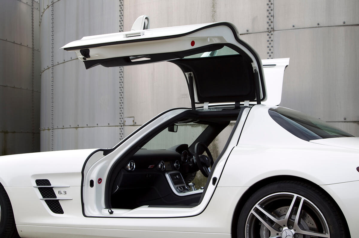 A spectacular feature. Mind your head and that big sill as you climb in, though Mercedes-AMG SLS gullwing doors
