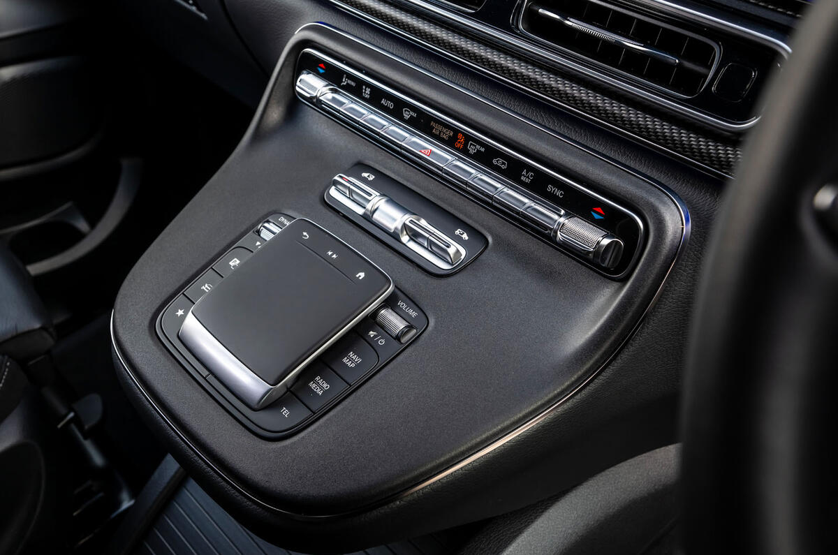 Mercedes Benz V Class 2025 Review MBUX infotainment controller 0038