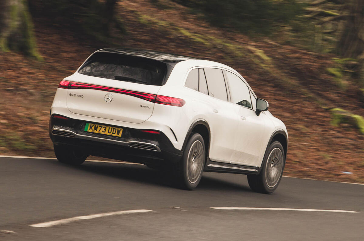 mercedes eqs suv review 2024 03 cornering rear