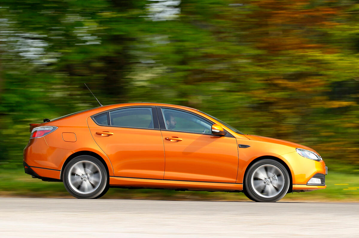 The gearbox is only just about adequate, being precise but notchy MG6 side profile