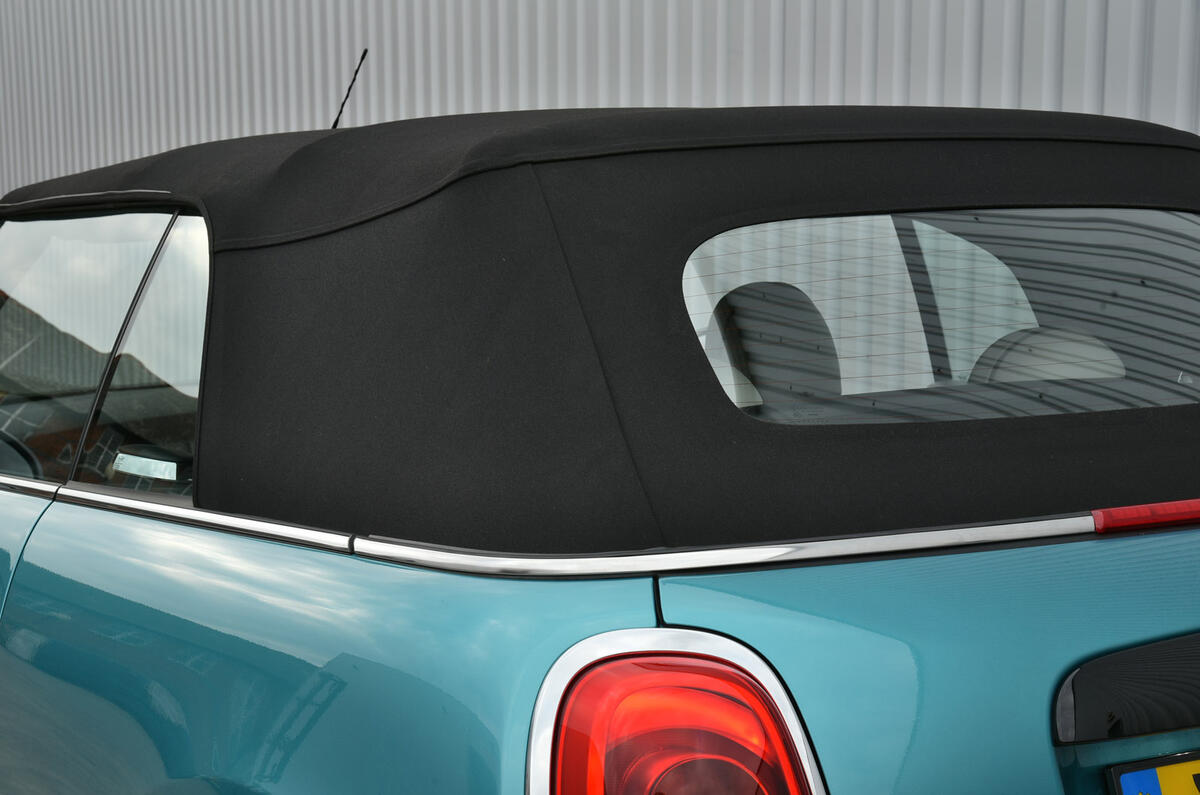 Mini Convertible roof from the rear