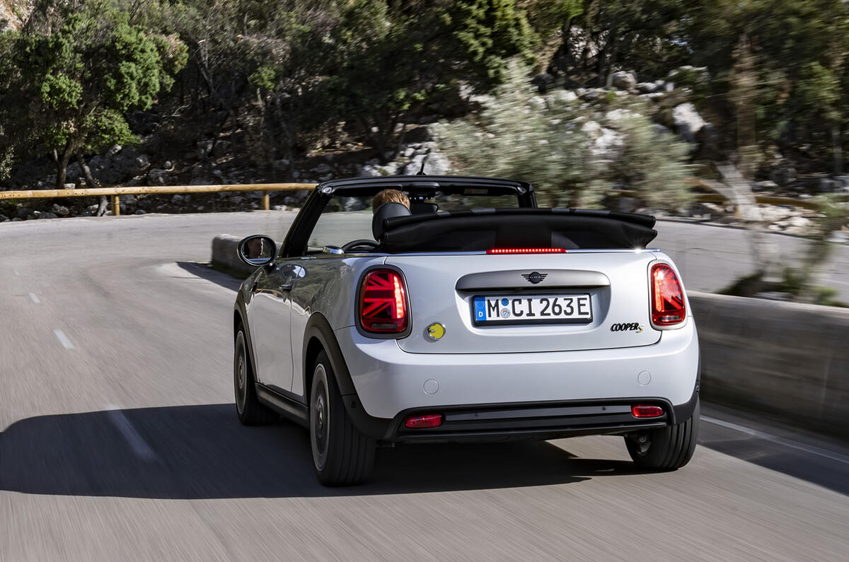mini electric convertible review 02 tracking rear mini electric convertible review 02 tracking rear