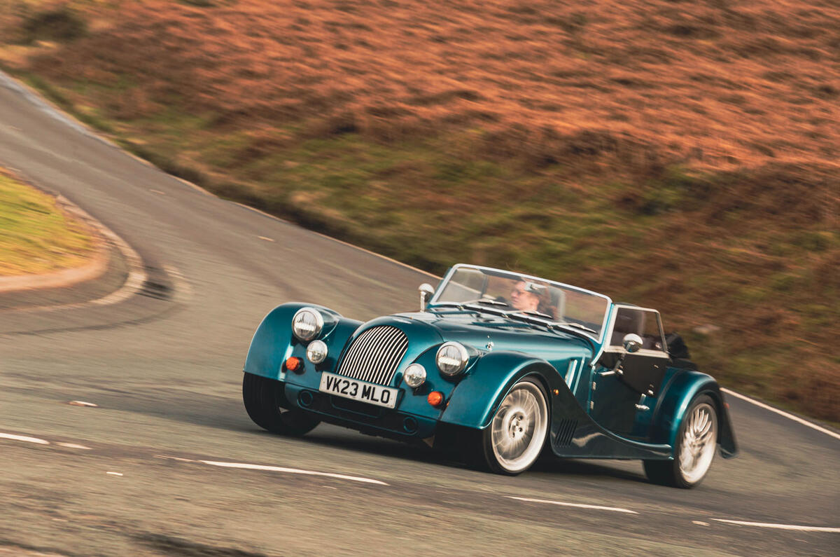 morgan plus 8 21 front cornering