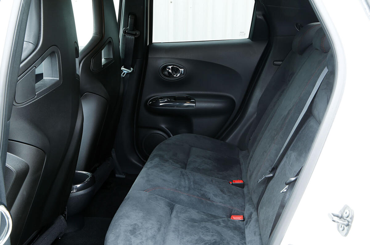 The rear seats in the Nissan Juke Nismo RS