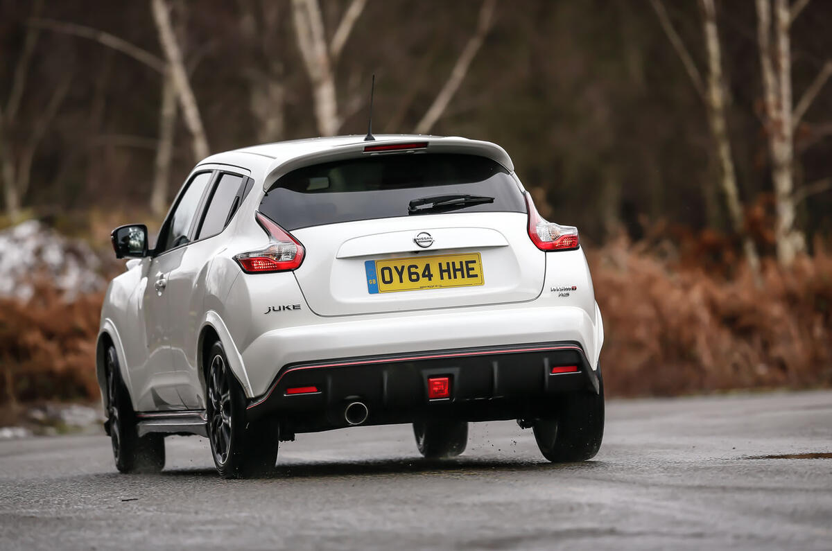Firmer suspension fails to control the Nissan Juke Nismo RS's high-level mass