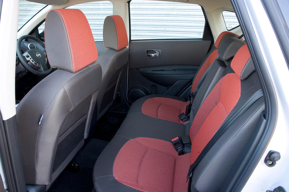 Rear seats in the standard five-seat Qashqai lack the flexibility offered in the Skoda Yeti and Peugeot 3008 Nissan Qashqai rear seats
