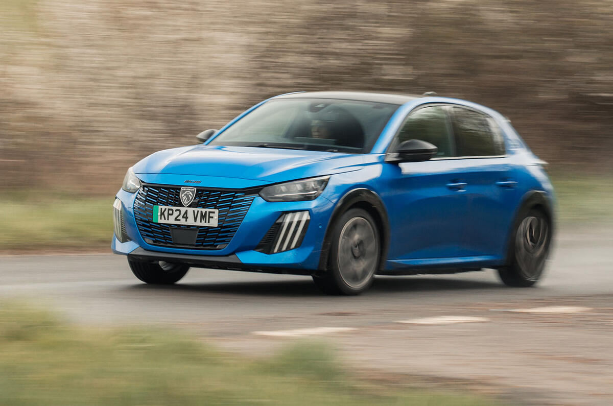 peugeot e 208 review 2024 24 front cornering