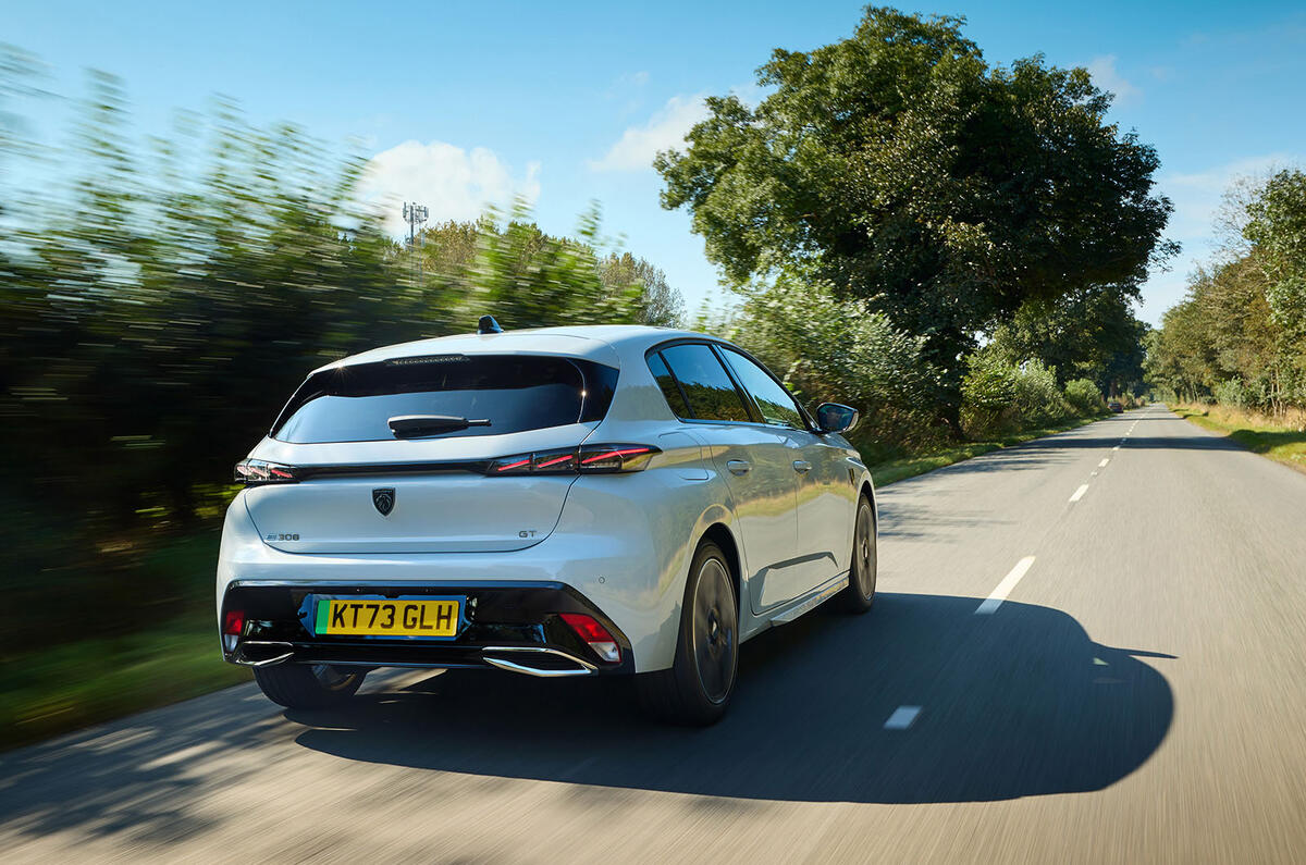 peugeot e 308 review 2023 03 tracking rear peugeot e 308 review 2023 03 tracking rear