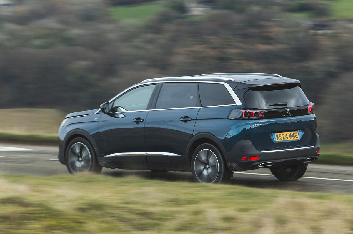 Peugeot 5008 Hybrid review 2024 03 rear panning Peugeot 5008 Hybrid 2024 03 rear panning