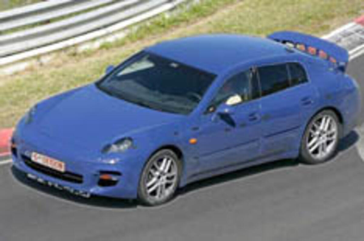 Four-door Porsche caught on the road