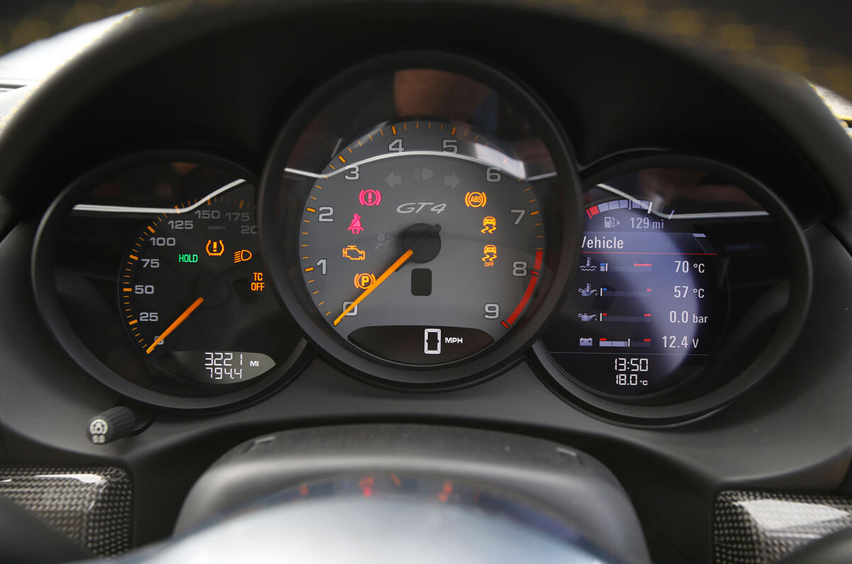 Porsche Cayman GT4 instrument cluster