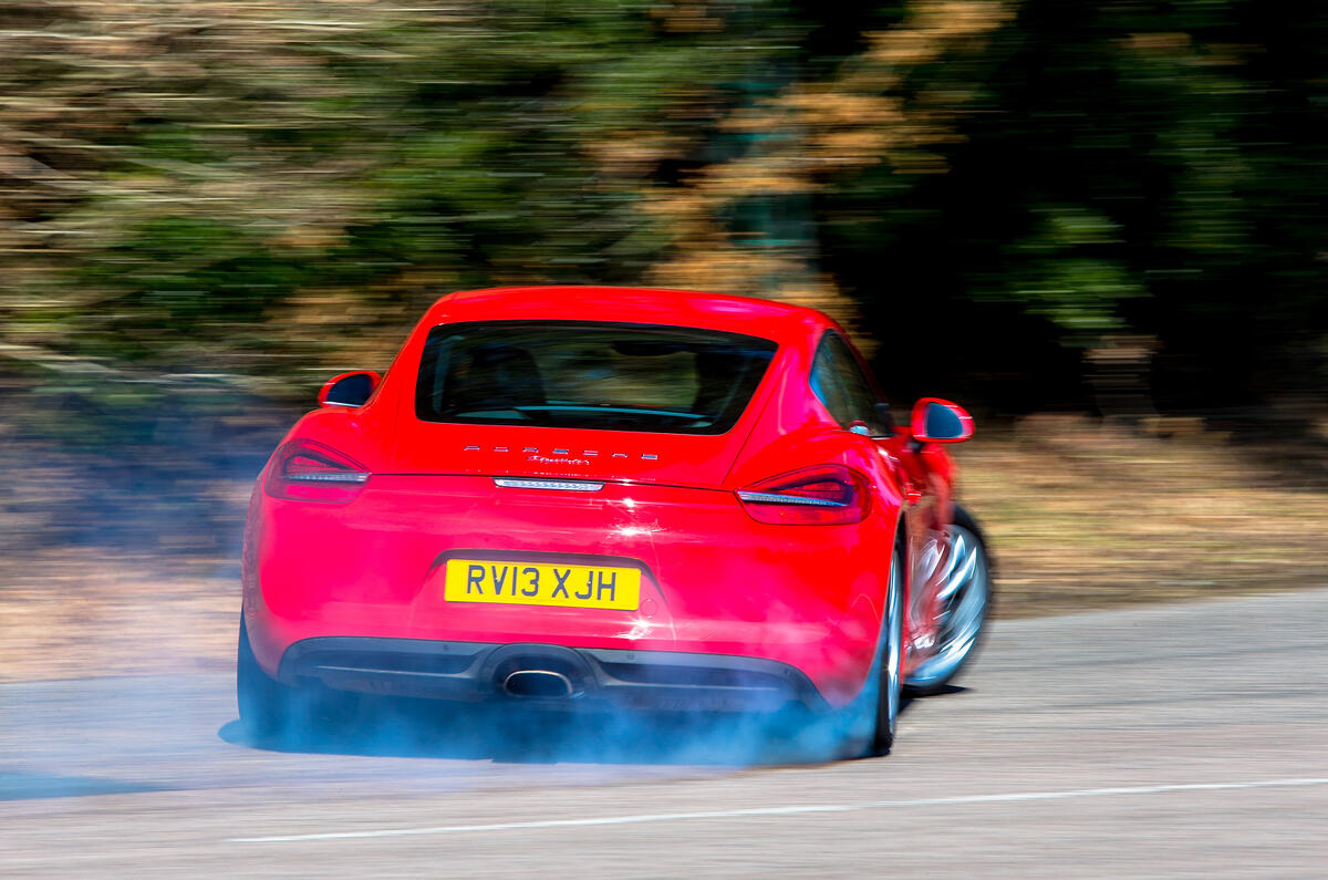 Porsche Cayman hard rear cornering