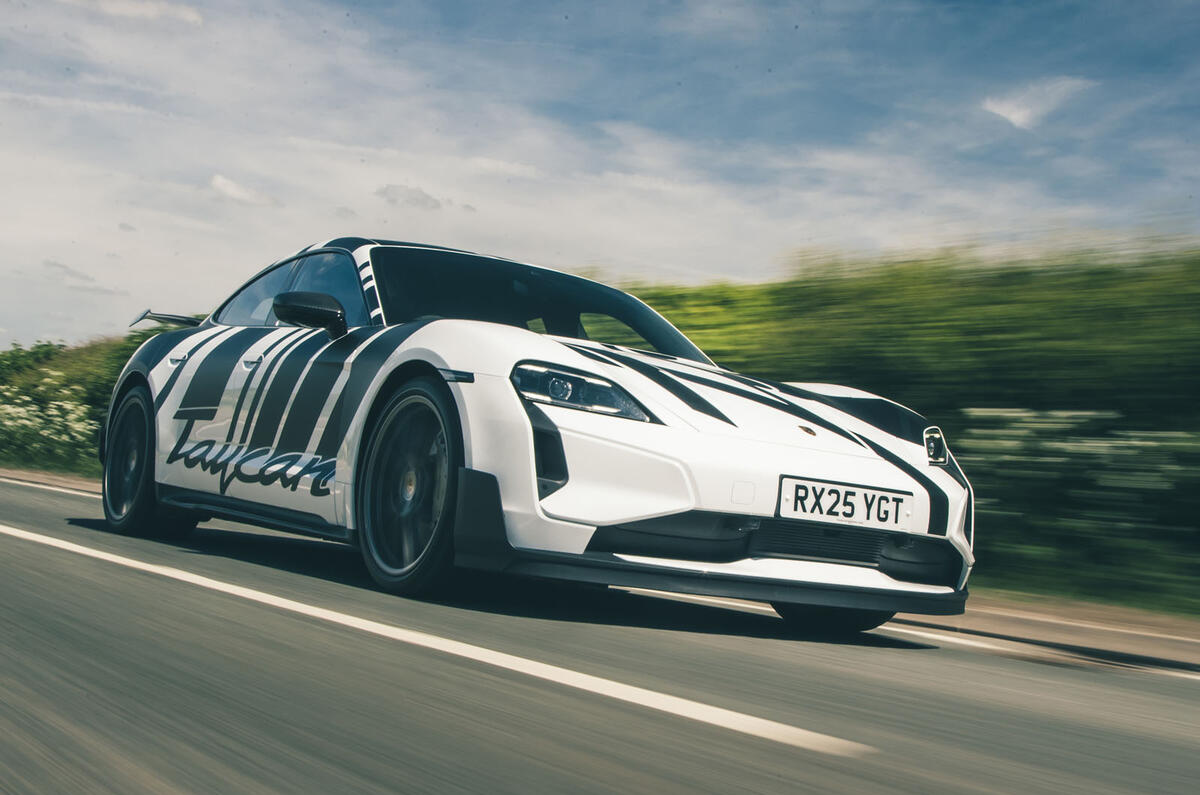 Porsche Taycan Turbo GT 2025 Review front tracking 42 Porsche Taycan Turbo GT 2025 Review front tracking 42