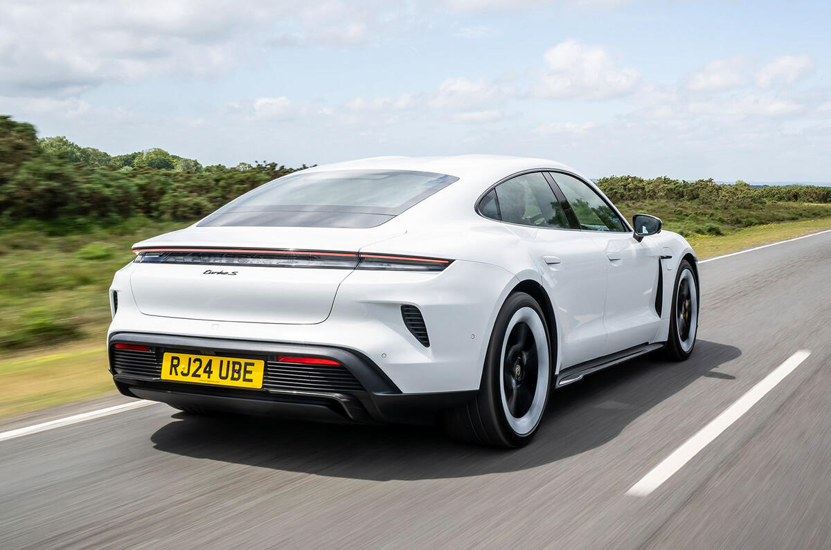 Porsche Taycan Turbo S review 2024 03 rear tracking Porsche Taycan Turbo S review 2024 03 rear tracking