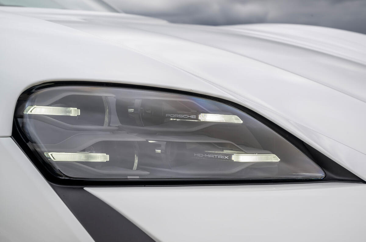 Porsche Taycan Turbo S review 2024 04 headlight Porsche Taycan Turbo S review 2024 04 headlight