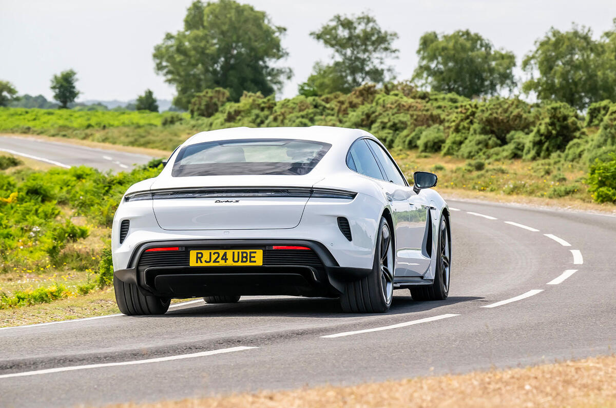 Porsche Taycan Turbo S review 2024 20 rear cornering Porsche Taycan Turbo S review 2024 20 rear cornering