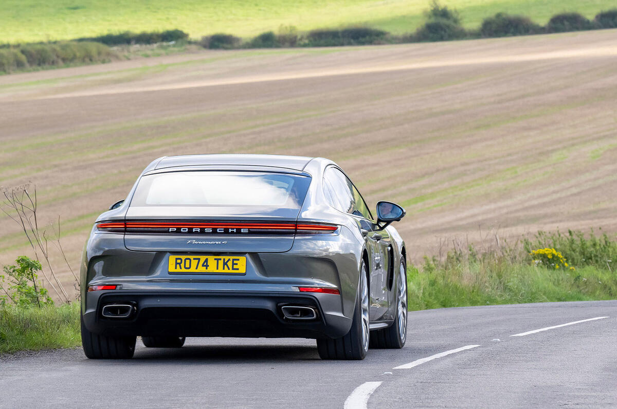 porsche Panamera 4 E Hybrid review 2025 017 rear cornerning