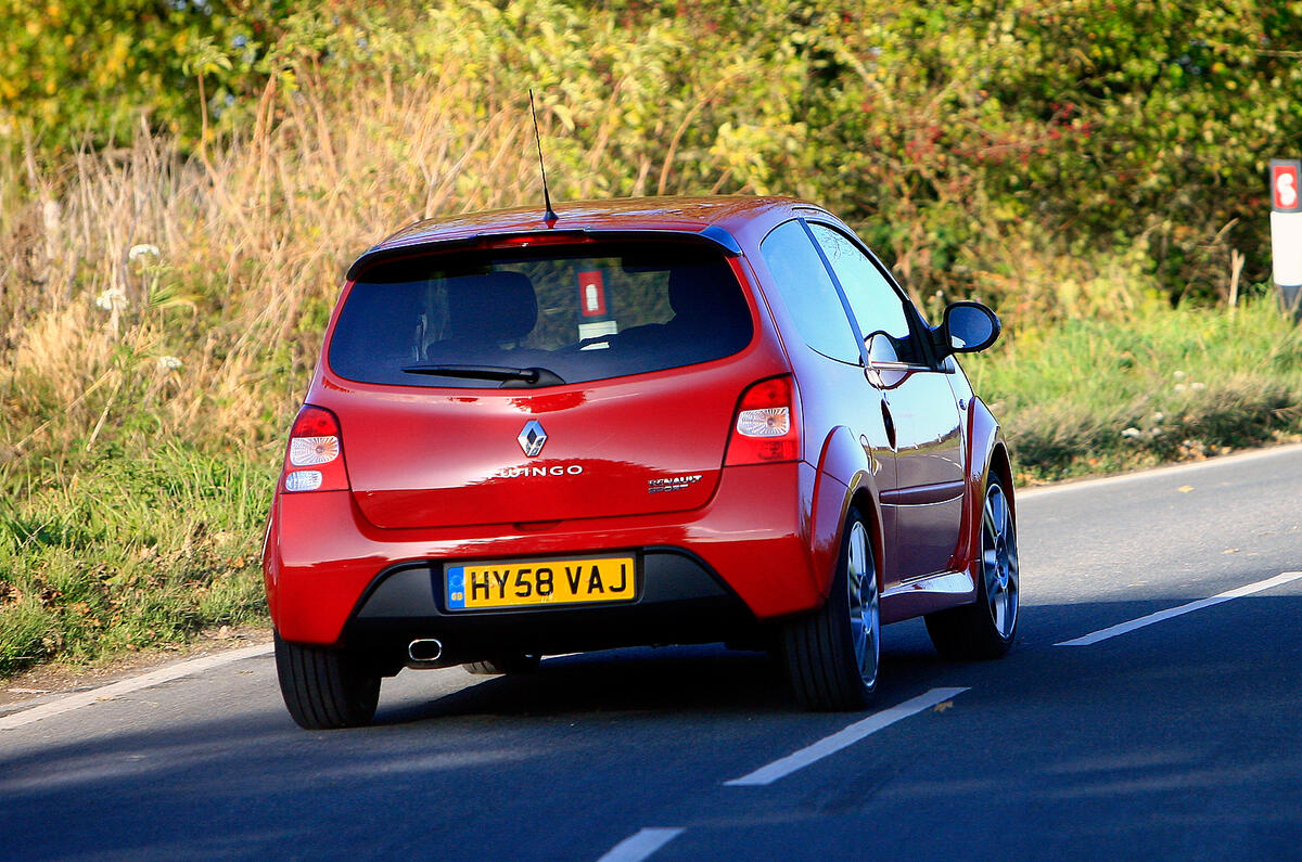 Grip levels are high on dry roads, but fall away dramatically in the wet Reanult Twingo RS133 rear end