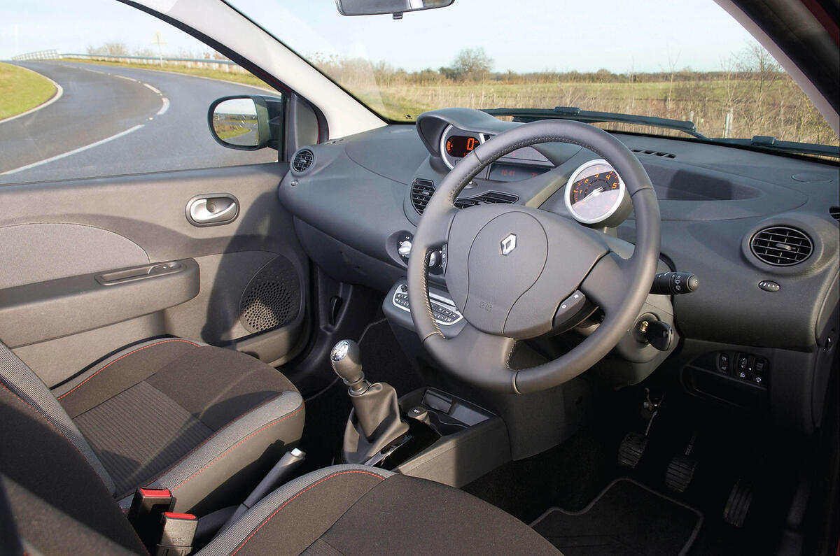 The Twingo's interior contains vast swathes of grey plastic Renault Twingo interior