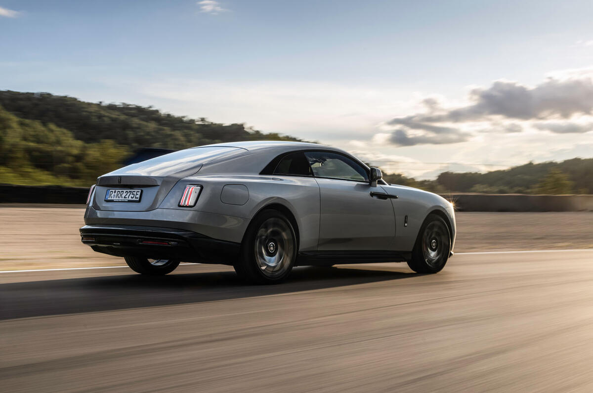 Rolls Royce Spectre Black Badge 2025 Review rear tracking 04712