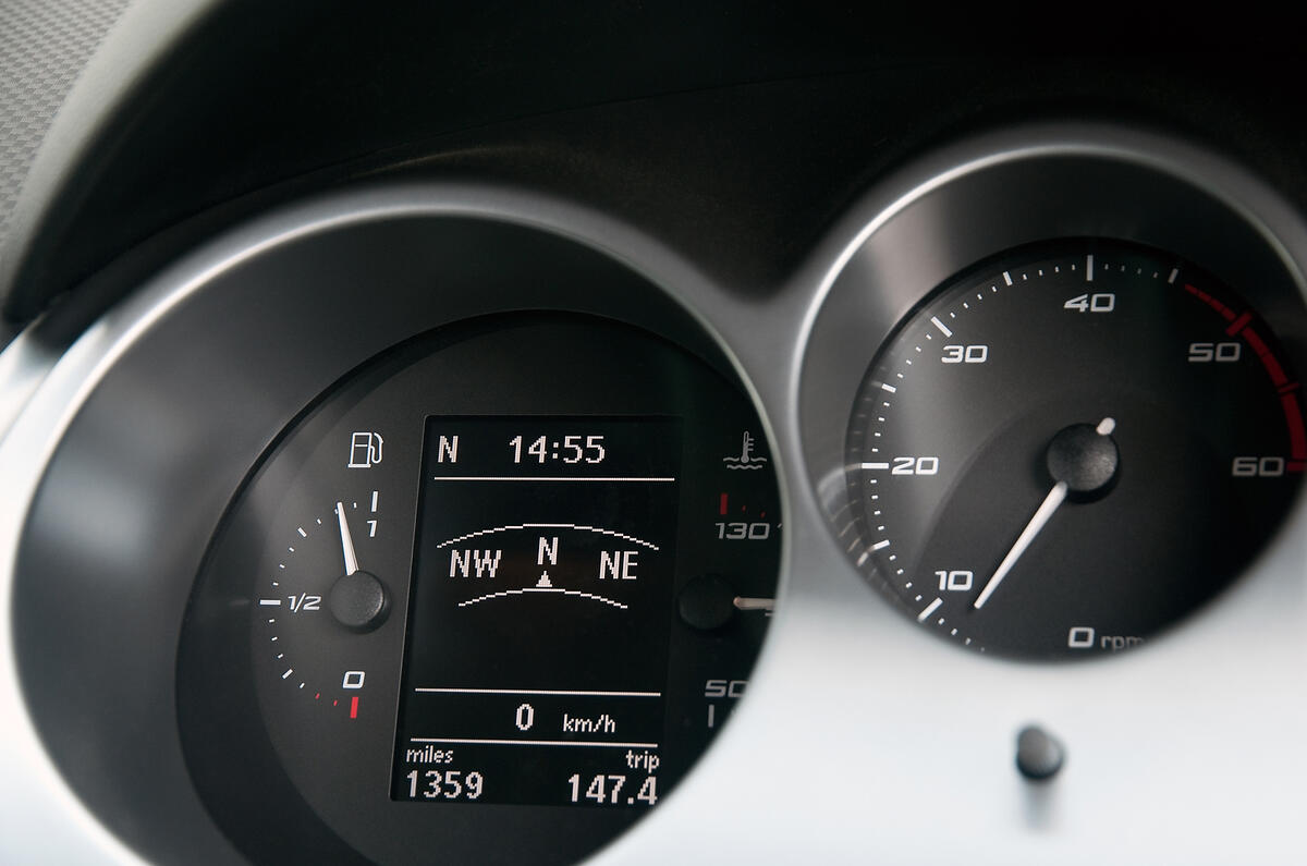Deep-set dials can be a little hard to see Seat Altea instrument cluster