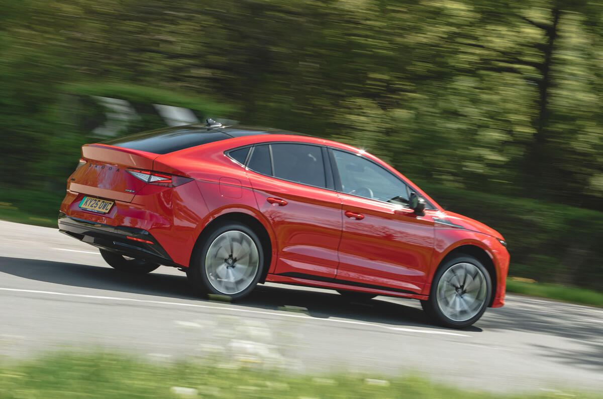 Skoda Enyaq 2025 Review rear action blur 76