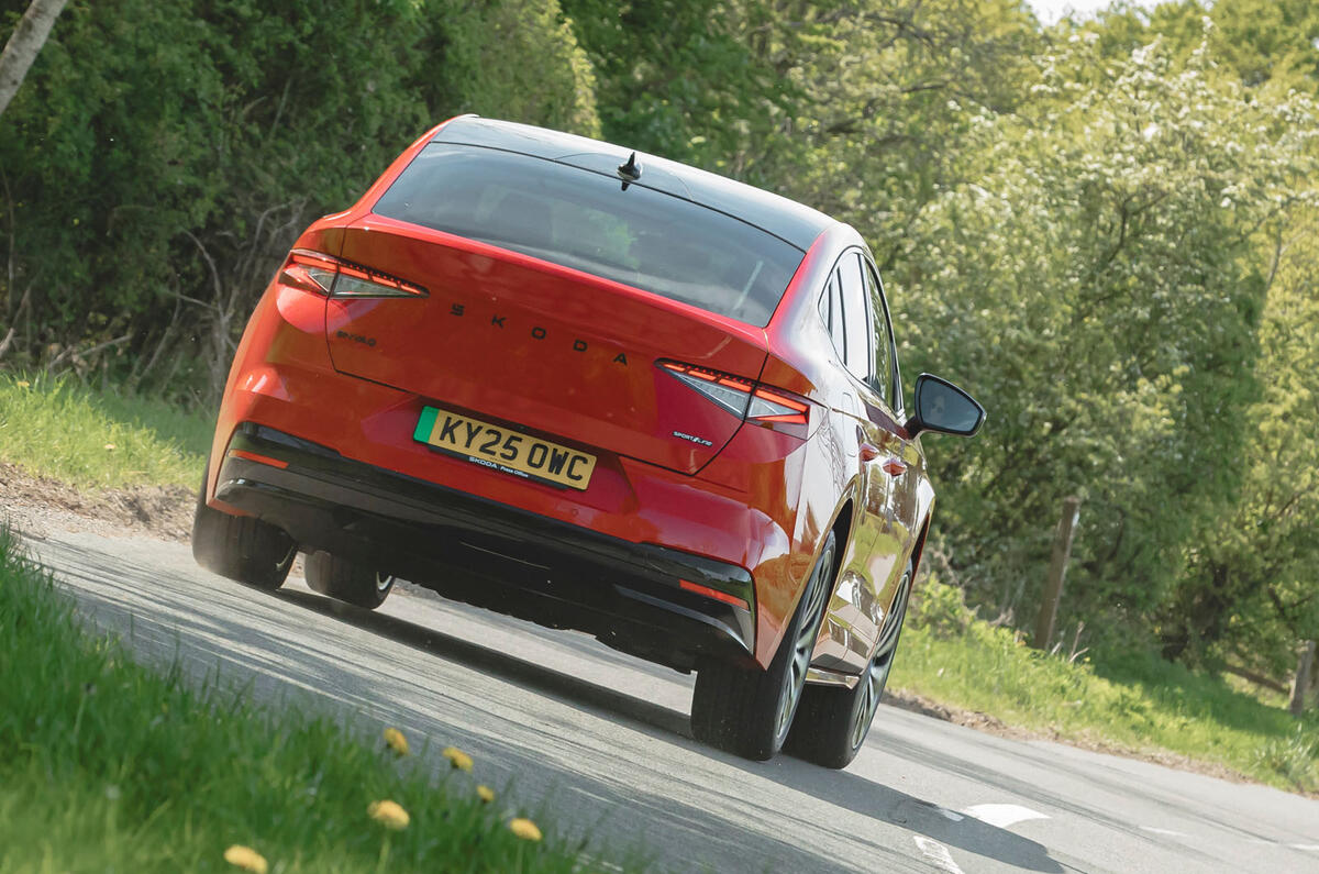 Skoda Enyaq 2025 Review rear corner 70
