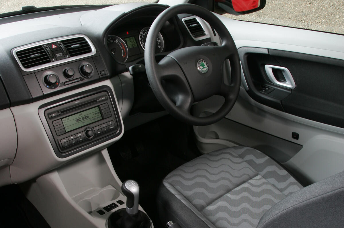 Decent seating position and good range of adjustment but lacking  in lateral support.  Skoda Fabia interior