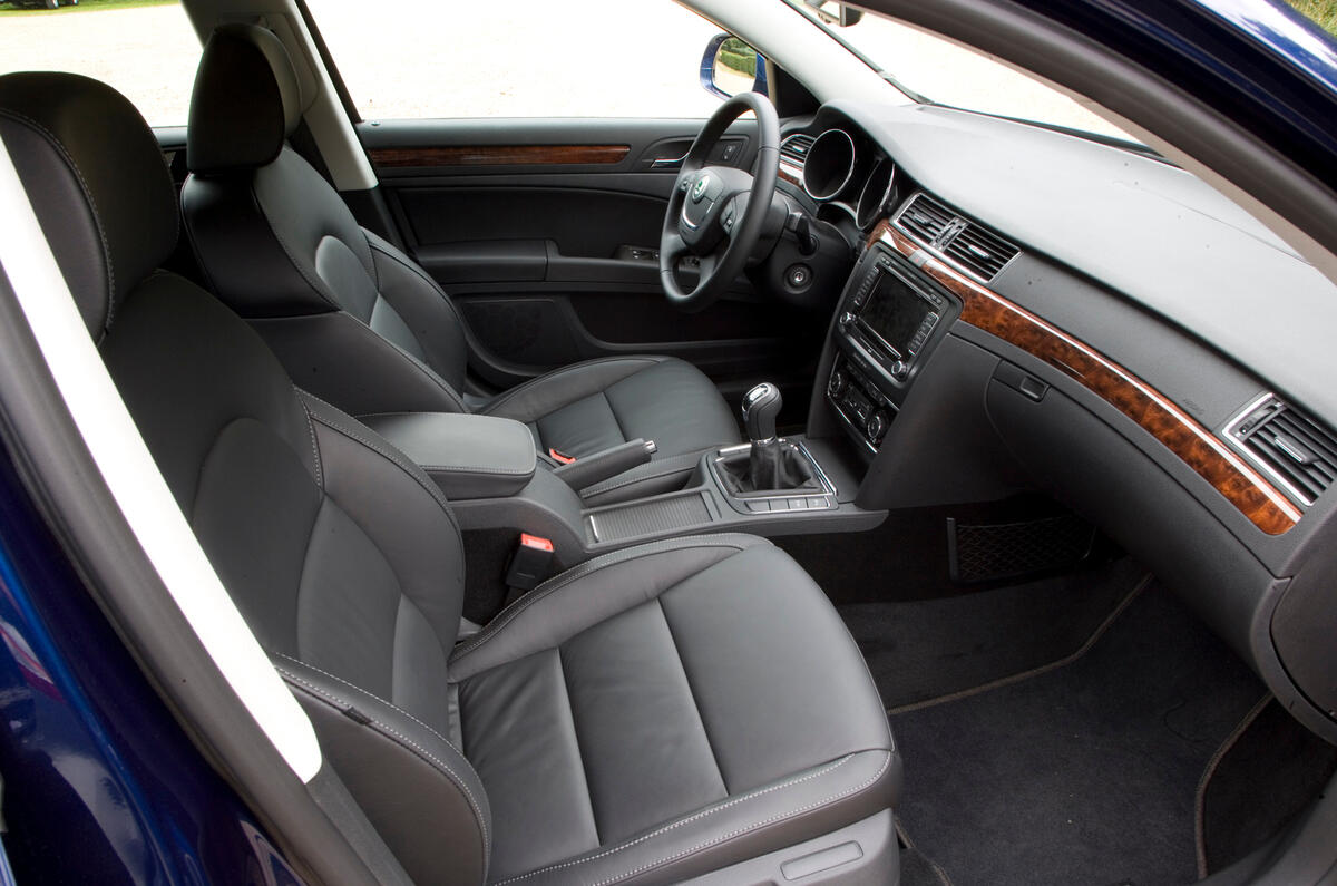 Seats adjust electrically but, close up, some of the materials are disappointing Skoda Superb interior