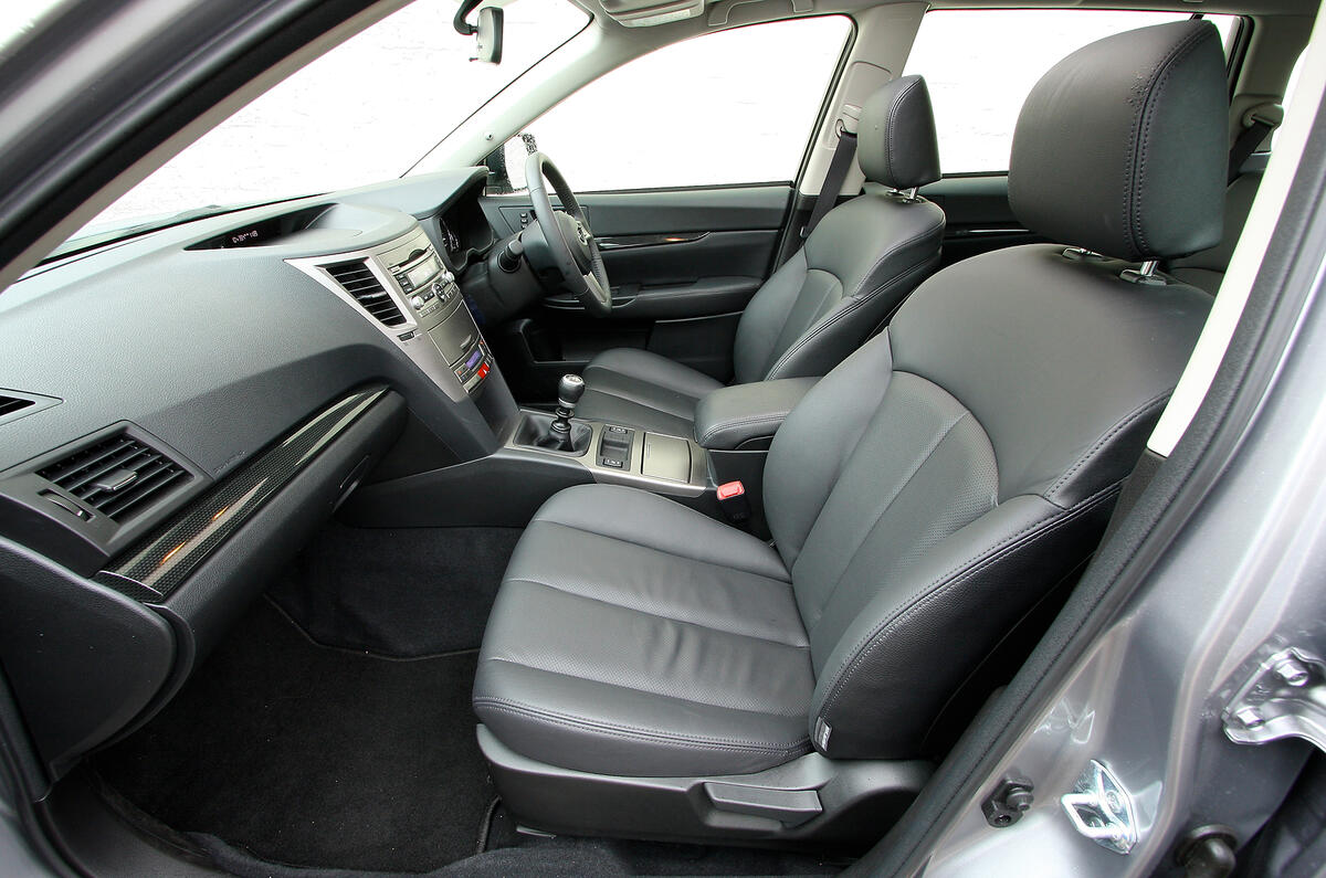Front seats are a generous size and comfort levels are high; leather is standard Subaru Legacy interior