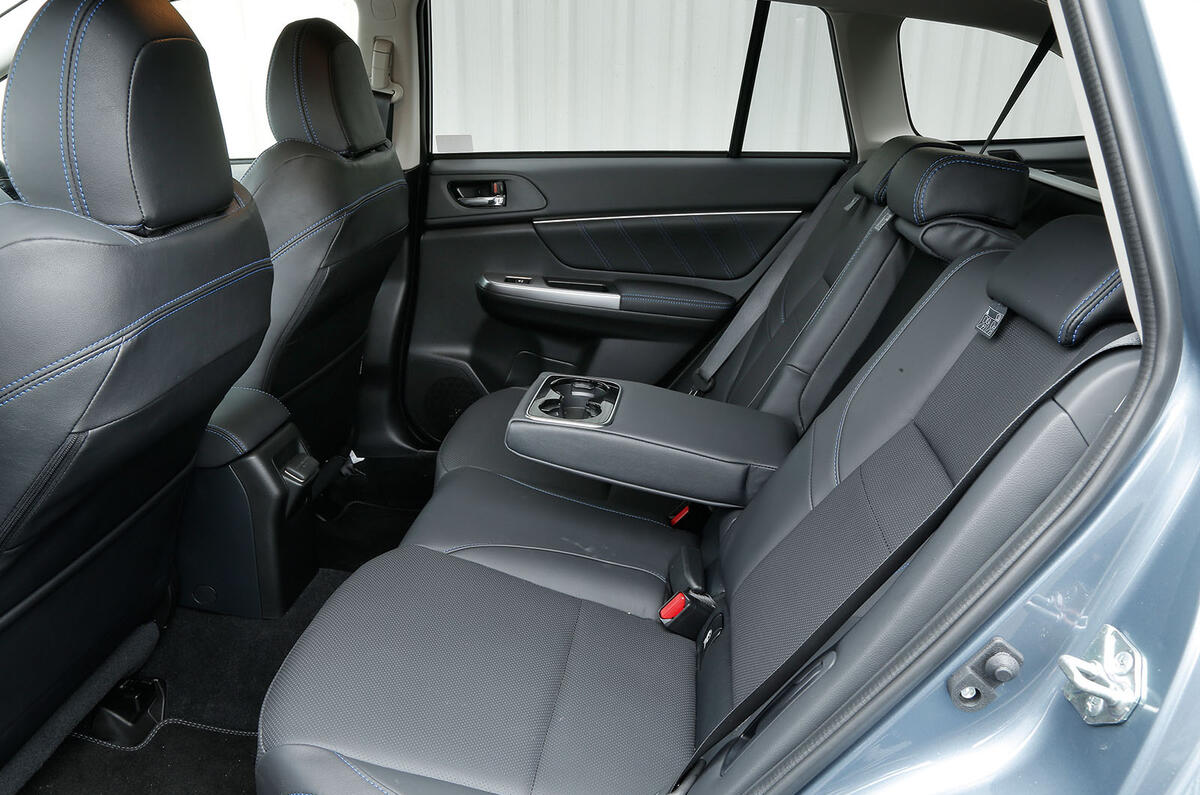 The rear seats in the Subaru Levorg