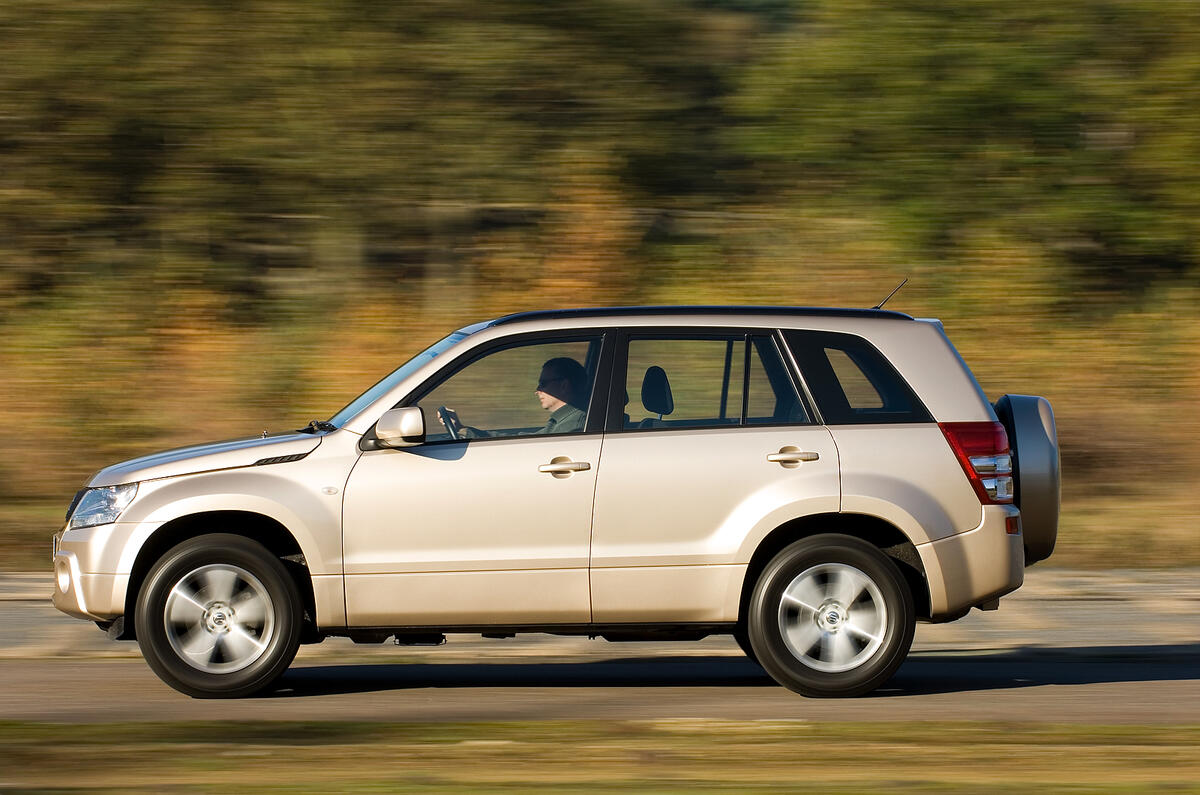 Beyond 70mph, engine noise becomes intrusive Suzuki Grand Vitara side profile