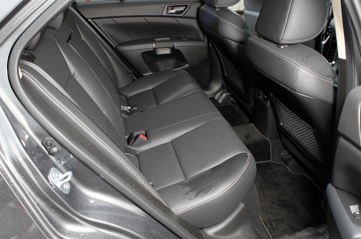 Rear cabin space is on a par with rivals; decent trim isn’t confined to the front Suzuki Kizashi rear seats