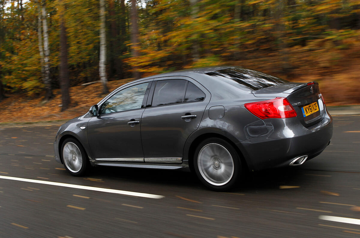 The Kizashi is slow to step away from a standstill Suzuki Kizashi rear quarter
