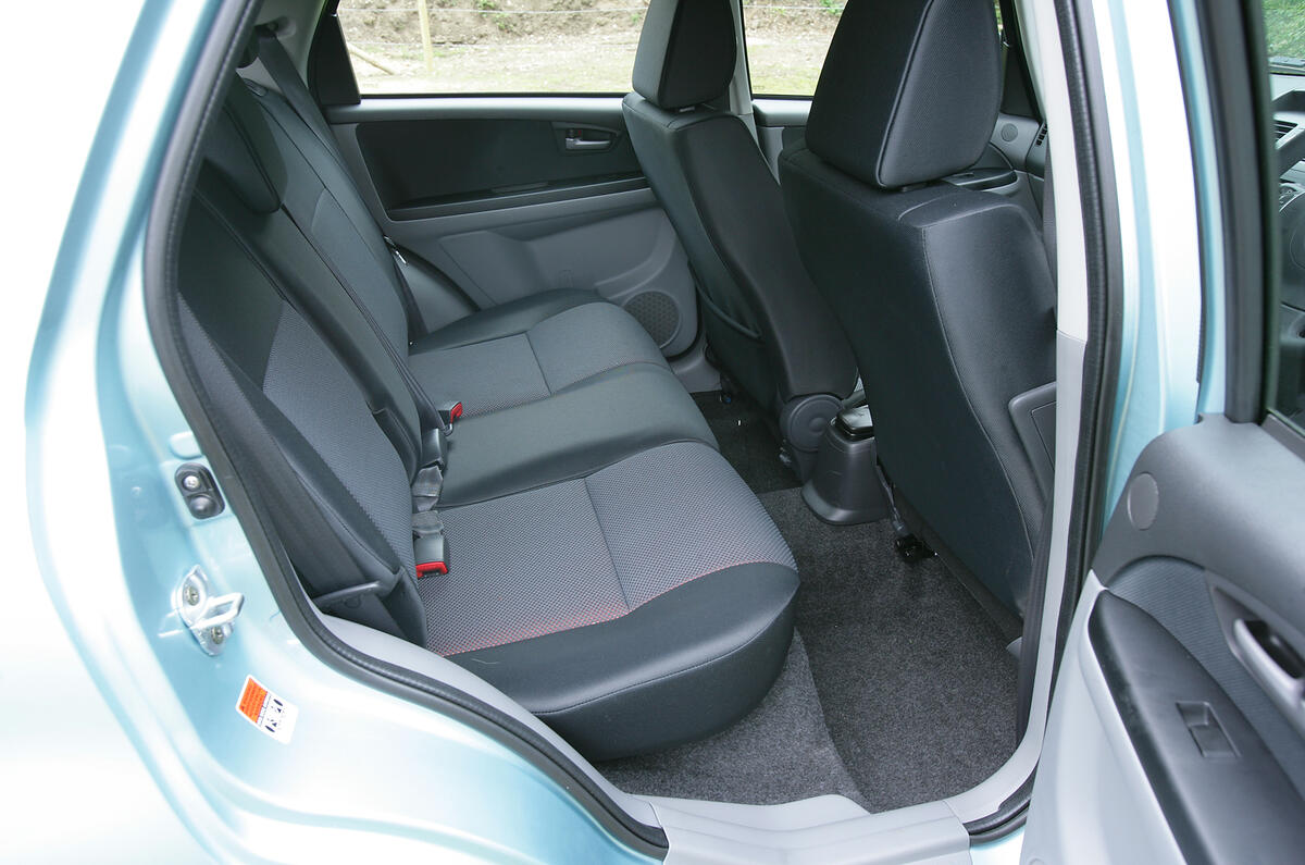 Three’s a squeeze but legroom okay    Suzuki SX4 rear seats